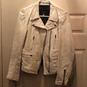 White Woman’s HOG Skin Leather Fringe Jacket